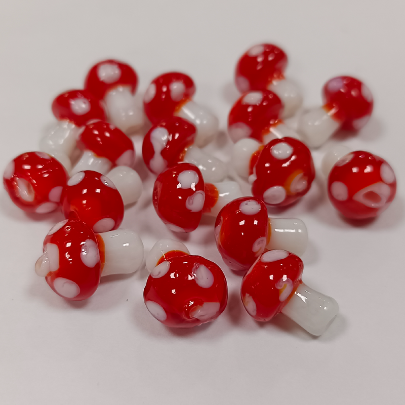 MUSHROOM GLASS BEADS (PER PIECE)