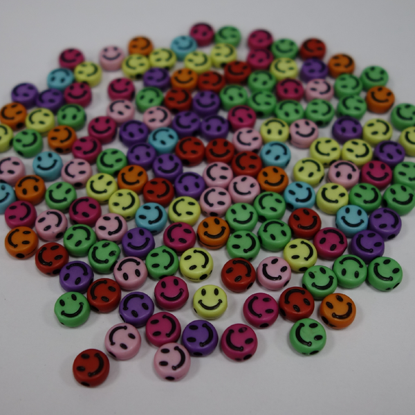 ACRYLIC BEADS SMILEY MIX PACK OF 10 PIECES