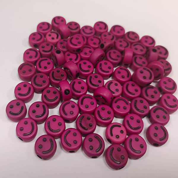 ACRYLIC BEADS SMILEY PACK OF 10 PIECES