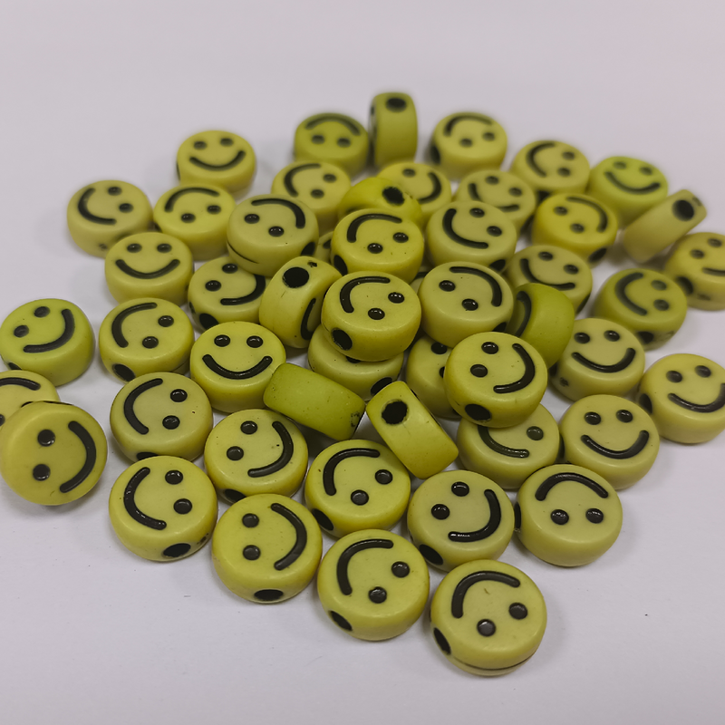 ACRYLIC BEADS SMILEY PACK OF 10 PIECES